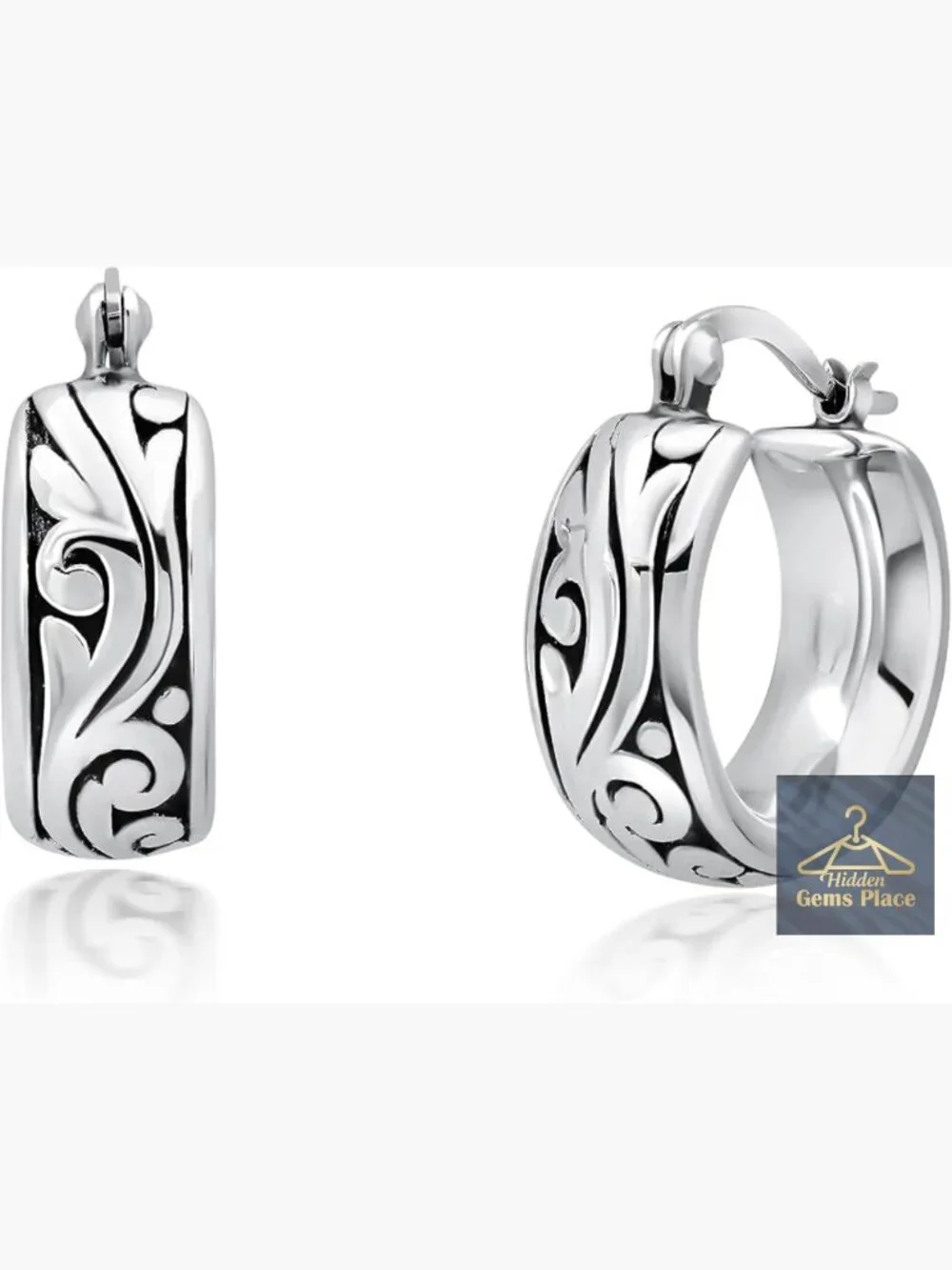 Lightweight Chunky Sterling Silver Hoop Earrings Hypoallergenic - Picture 1 of 7
